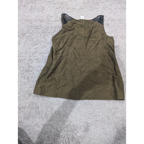 J. Crew Silk Tank Green Brown Size 6 with Lace - Picture 7 of 8